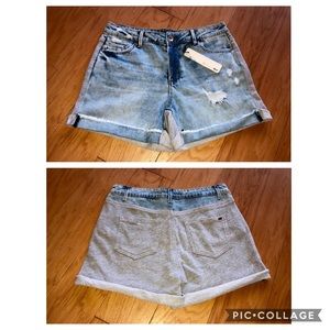 NWT Tractr Blu Raw Cuff Denim & French Terry Short